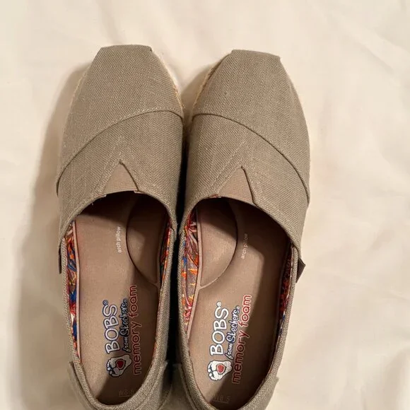 ✨ BOBS from Skechers Canvas Espadrille Wedges | Tan Neutral | Size 8.5 - Picture 4 of 6